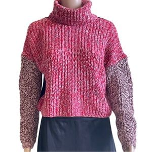 Only Our Story Cow Neck Long Sleeve Chunky Knot Sweater Sz XS